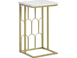 Pöydät<Beliani Sivupoyta Marmorikuvio Valkoinen/Kulta Pandale