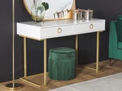 Pöydät<Beliani Sivupoyta Marmorikuvio Valkoinen/Kulta Pandale