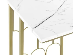 Pöydät<Beliani Sivupoyta Marmorikuvio Valkoinen/Kulta Pandale