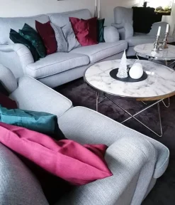 Pöydät<Beliani Sivupoyta Metalli Marmorikuvio Valkoinen/Hopea Meridian Ii