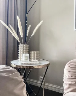 Pöydät<Beliani Sivupoyta Metalli Marmorikuvio Valkoinen/Hopea Meridian Ii