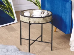 Pöydät<Beliani Sivupoyta Metalli Musta/Luonnonvari Vienna