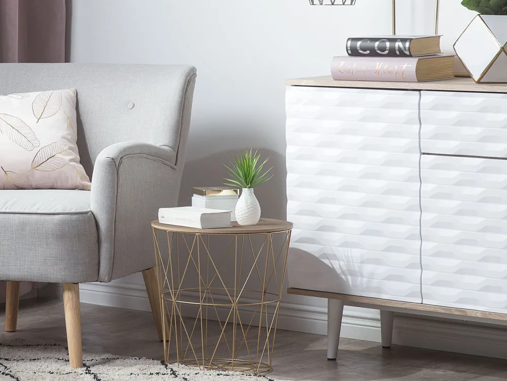 Pöydät<Beliani Sivupoyta Metalli Säilytystila Kulta Lanark