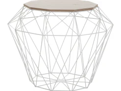 Pöydät<Beliani Sivupoyta Metalli Säilytystila Valkoinen Elida