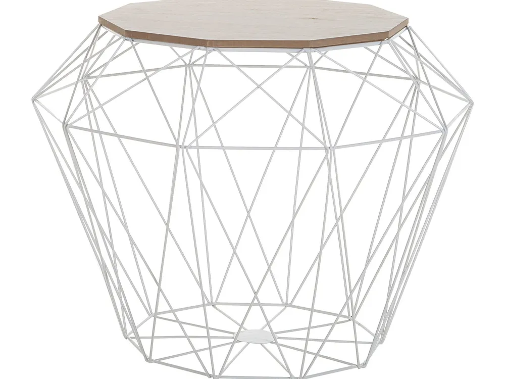 Pöydät<Beliani Sivupoyta Metalli Säilytystila Valkoinen Elida