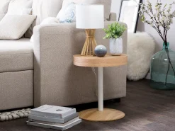 New Beliani Sivupoyta Säilytystila Vaalea Puu/Valkoinen Oregon