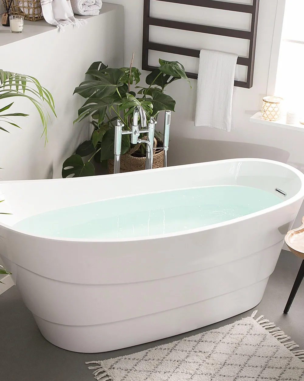 Pöydät<Beliani Sivupoyta Tiikki Vaalea Puu/Musta Elsa