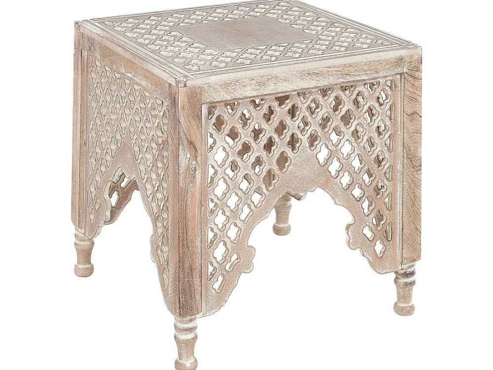 Pöydät<Beliani Sivupoyta Vaalea Mangopuu Kadma