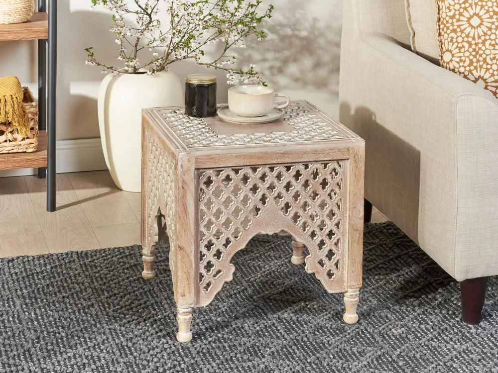 Pöydät<Beliani Sivupoyta Vaalea Mangopuu Kadma