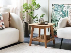 Pöydät<Beliani Sivupoyta Vaalea Puu Tulare