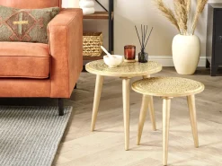 Shop Beliani Sivupoytasetti Mangopuu Kulta 2 Kpl Narra