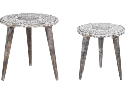 Pöydät<Beliani Sivupoytasetti Mangopuu Luonnonvalkoinen 2 Kpl Adro