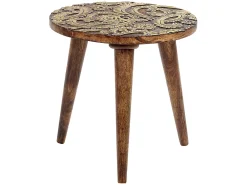 New Beliani Sivupoytasetti Mangopuu Tumma Puu/Kulta 2 Kpl Chanpi