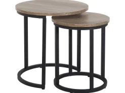 Online Beliani Sivupoytasetti Tumma Puu/Musta 2 Kpl Dixie