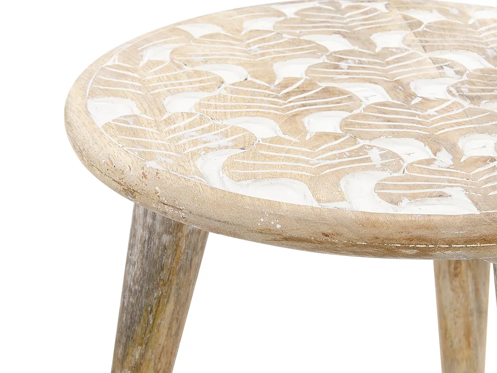 Pöydät<Beliani Sivupoytasetti Vaalea Mangopuu 2 Kpl Hursi