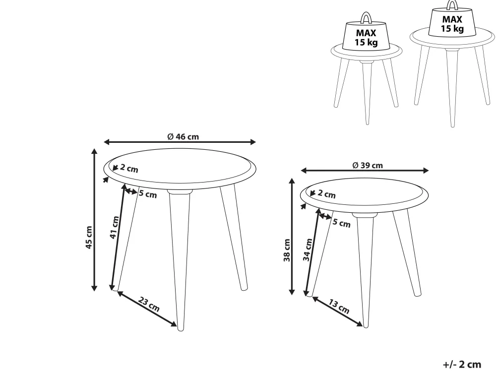 Pöydät<Beliani Sivupoytasetti Vaalea Mangopuu 2 Kpl Hursi