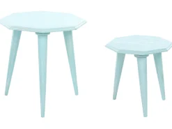 Fashion Beliani Sivupoytasetti Vaaleansininen 2 Kpl Kanri