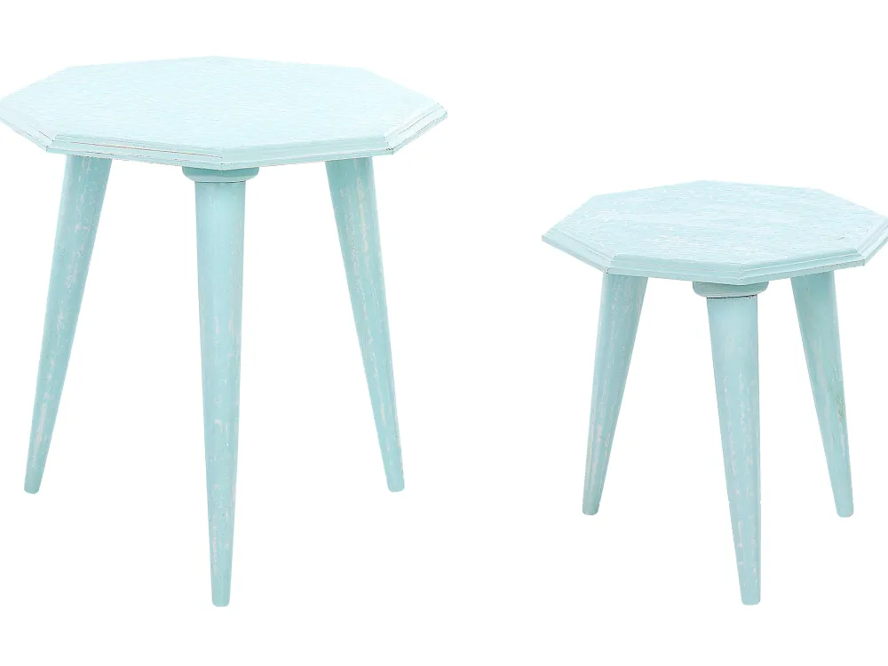 Fashion Beliani Sivupoytasetti Vaaleansininen 2 Kpl Kanri