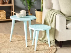 Fashion Beliani Sivupoytasetti Vaaleansininen 2 Kpl Kanri