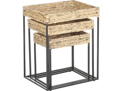 Best Sale Beliani Sivupoytasetti Vesihyasintti Luonnonvari/Musta 3 Kpl Hawi