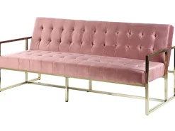 Best Beliani Sohva 3-Istuttava Samettinen Vaaleanpunainen Marstal