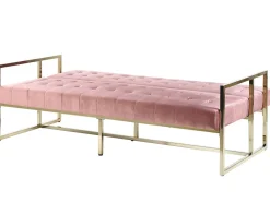 Best Beliani Sohva 3-Istuttava Samettinen Vaaleanpunainen Marstal