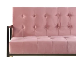 Best Beliani Sohva 3-Istuttava Samettinen Vaaleanpunainen Marstal