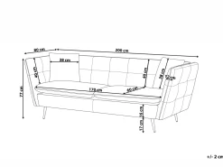 Sohvat<Beliani Sohva 3-Istuttava Samettinen Harmaa Frederica
