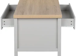 Pöydät<Beliani Sohvapoyta 2 Laatikkoa Vaaleanharmaa/Vaalea Puu Clio