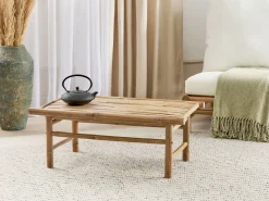 New Beliani Sohvapoyta Bambu Vaalea Puu Todi