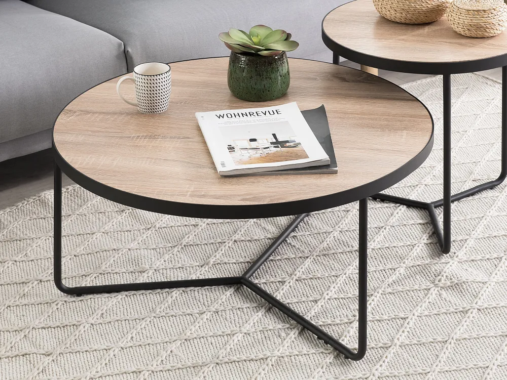 Flash Sale Beliani Sohvapoyta Iso Vaalea Puu/Musta Melody