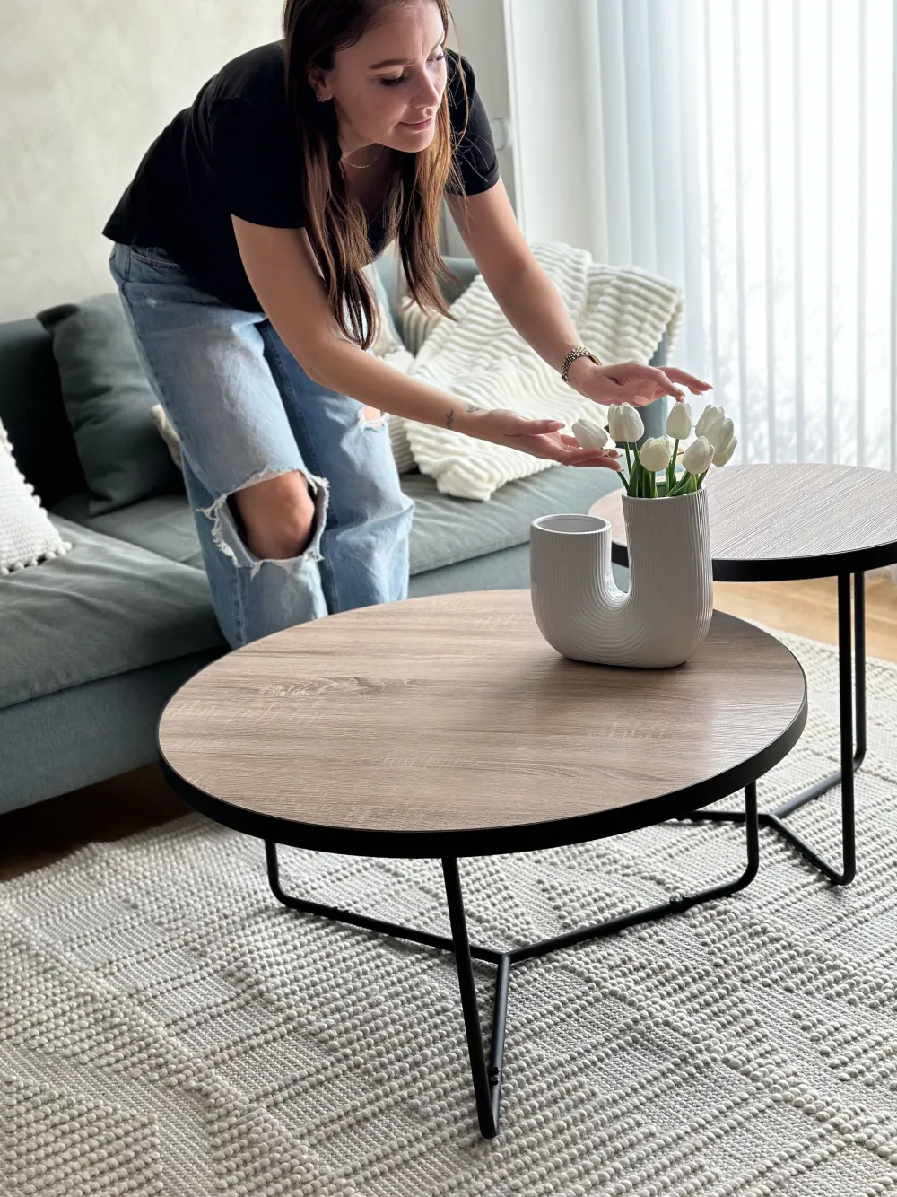 Flash Sale Beliani Sohvapoyta Iso Vaalea Puu/Musta Melody