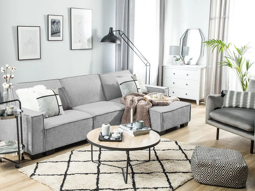 Flash Sale Beliani Sohvapoyta Iso Vaalea Puu/Musta Melody