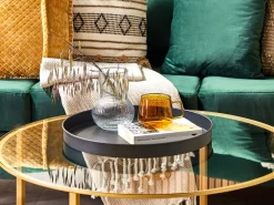 Pöydät<Beliani Sohvapoyta Lasitasolla Kulta/Tumma Puu Libby