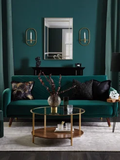 Pöydät<Beliani Sohvapoyta Lasitasolla Kulta/Tumma Puu Libby