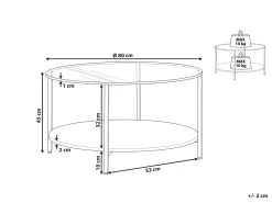 Pöydät<Beliani Sohvapoyta Lasitasolla Kulta/Tumma Puu Libby