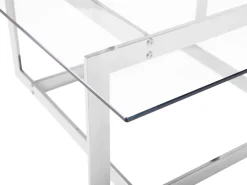 Pöydät<Beliani Sohvapoyta Lasitasolla Metalli Hopea Crystal