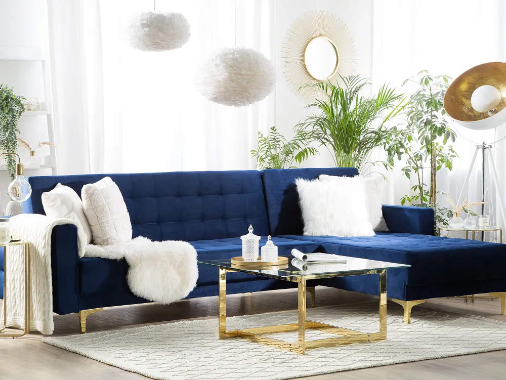 Best Sale Beliani Sohvapoyta Lasitasolla Metalli Kulta Crystal