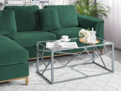 Pöydät<Beliani Sohvapoyta Lasitasolla Metalli Hopea Orland