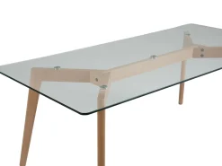 Outlet Beliani Sohvapoyta Lasitasolla Pyokki Vaalea Puu Hudson