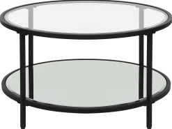 Pöydät<Beliani Sohvapoyta Lasitasolla Rauta Musta Birney