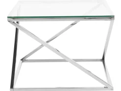 Pöydät<Beliani Sohvapoyta Lasitasolla Rosteri Hopea Beverly