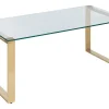 Pöydät<Beliani Sohvapoyta Lasitasolla Ruostumaton Teras Kulta Tilon