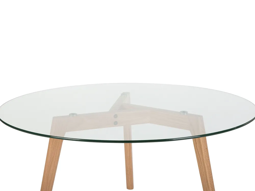 Pöydät<Beliani Sohvapoyta Lasitasolla Tammi Vaalea Puu Minnesota