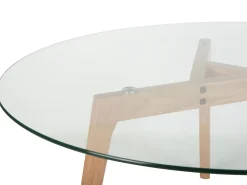 Pöydät<Beliani Sohvapoyta Lasitasolla Tammi Vaalea Puu Minnesota