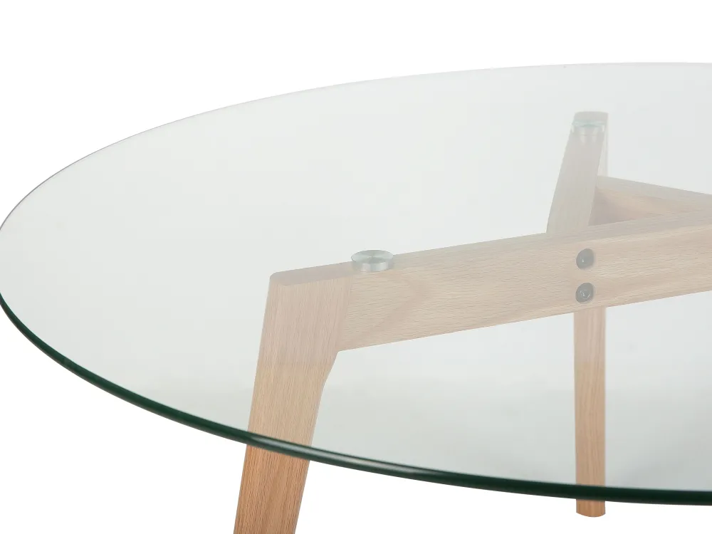 Pöydät<Beliani Sohvapoyta Lasitasolla Tammi Vaalea Puu Minnesota