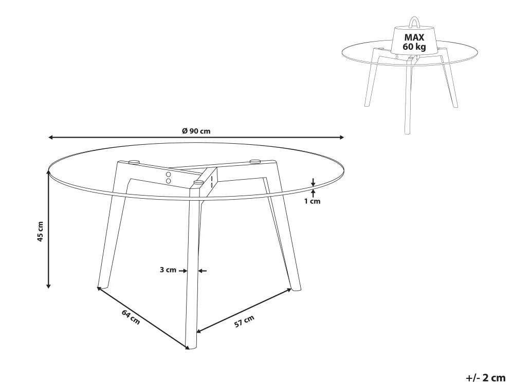 Pöydät<Beliani Sohvapoyta Lasitasolla Tammi Vaalea Puu Minnesota