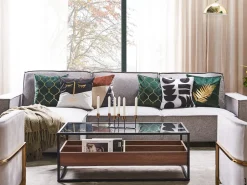 Pöydät<Beliani Sohvapoyta Lasitasolla Tumma Puu/Musta Waco