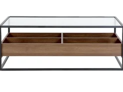 Pöydät<Beliani Sohvapoyta Lasitasolla Tumma Puu/Musta Waco