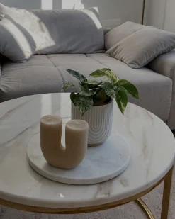 Pöydät<Beliani Sohvapoyta Marmorikuvio Beige/Kulta Coral